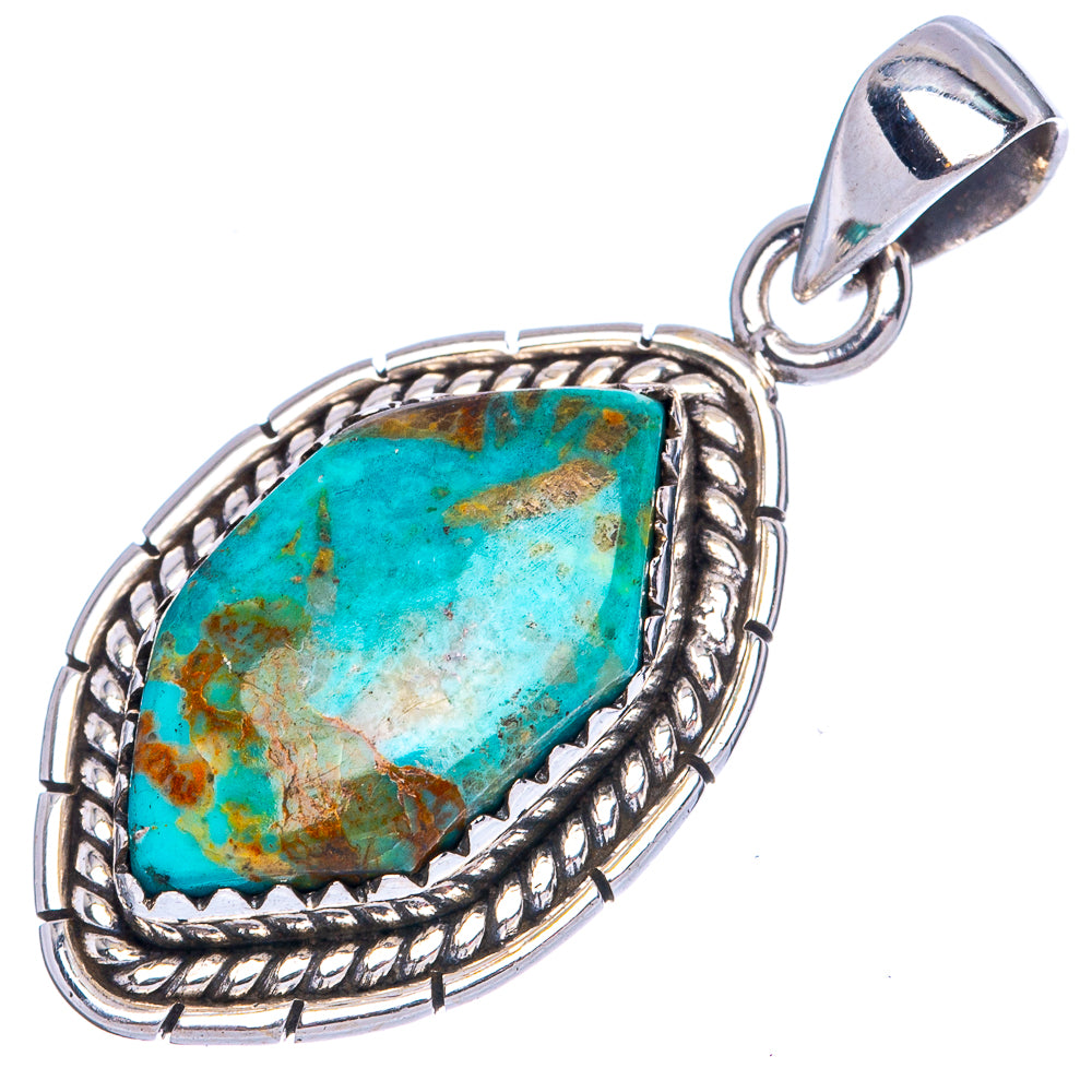 Rare Arizona Turquoise Pendant 1 3/8" (925 Sterling Silver) P42084