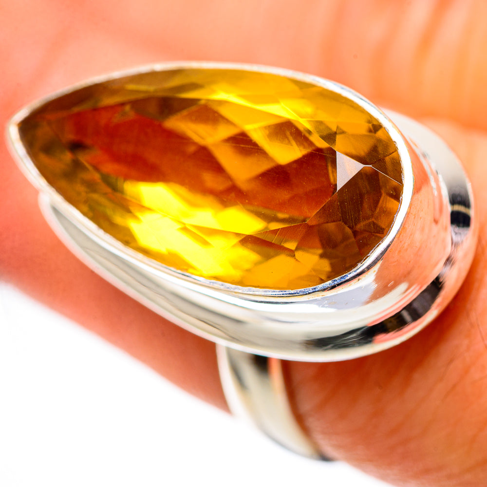 Large Faceted Citrine Ring Size 7.25 (925 Sterling Silver) RING139083