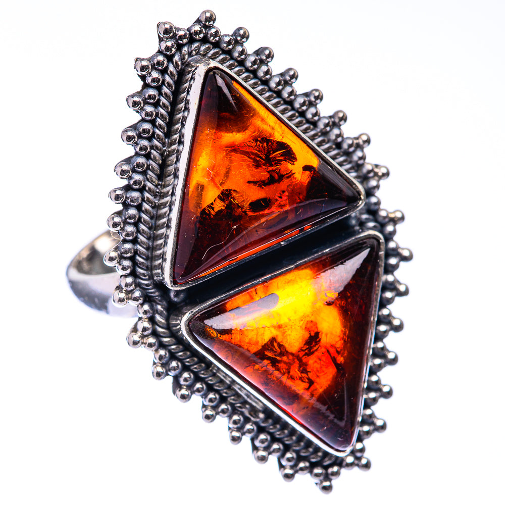 Large Baltic Amber Ring Size 7.25 (925 Sterling Silver) R141231