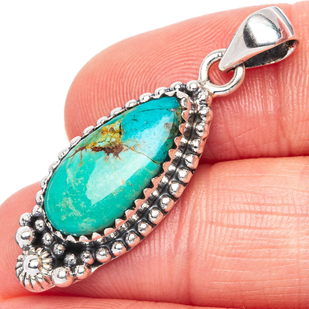 Rare Arizona Turquoise Pendant 1 3/8" (925 Sterling Silver) P42237