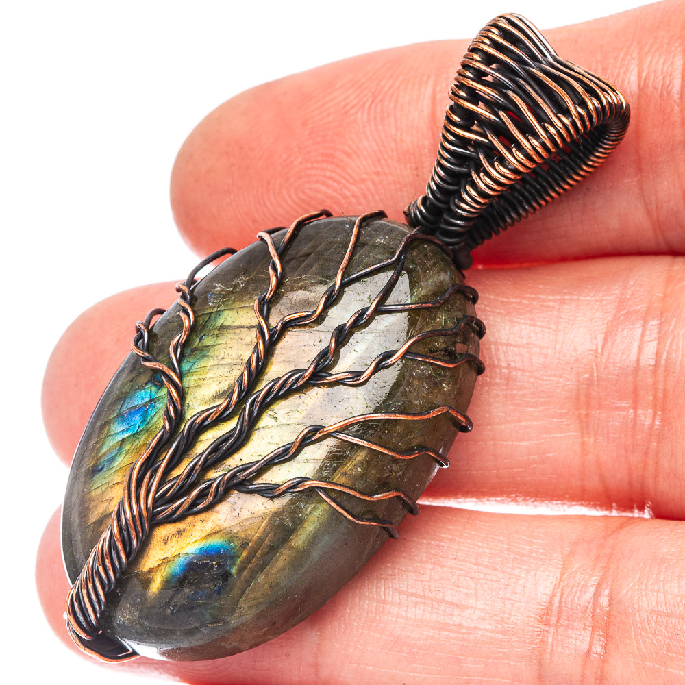 Labradorite Tree of Life Pendant 2" (Oxidized Copper)