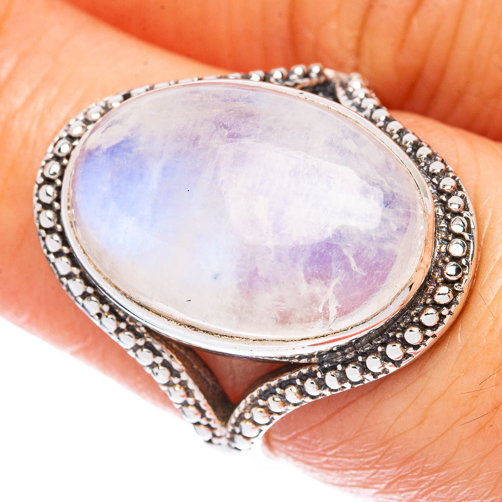 Rainbow Moonstone Ring Size 7 (925 Sterling Silver) R2812