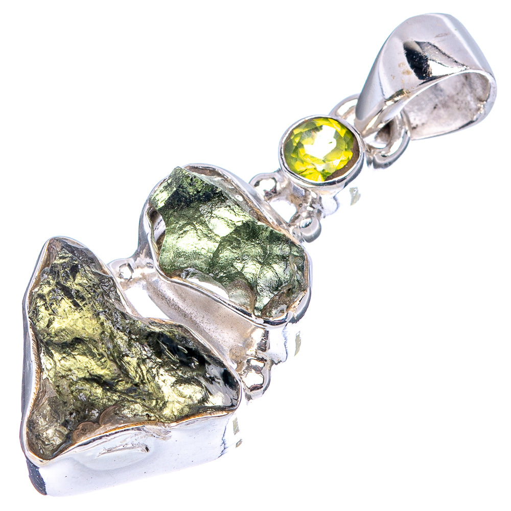 Moldavite, Peridot Pendant 1 3/8" (.925 Sterling Silver)