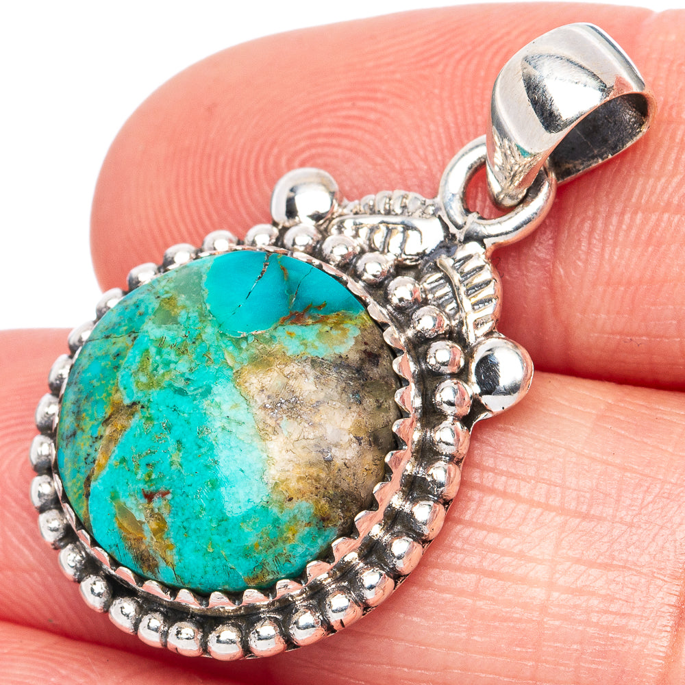 Rare Arizona Turquoise Pendant 1 1/4" (925 Sterling Silver) P42238