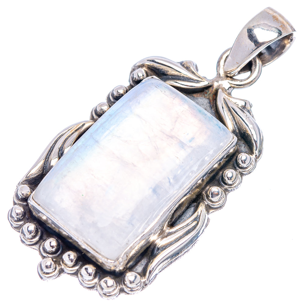 Premium Rainbow Moonstone Pendant 1 3/4" (.925 Sterling Silver)