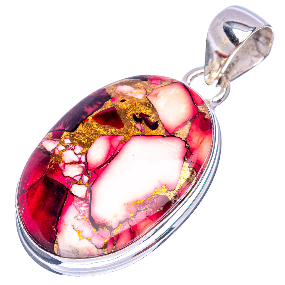 Red Dahlia Mohave Turquoise Pendant 1 1/2" (.925 Sterling Silver)