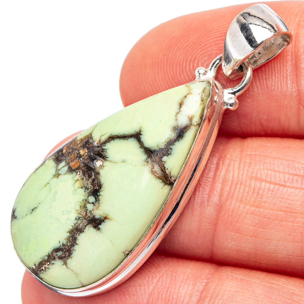 Rare Variscite Pendant 1 5/8" (.925 Sterling Silver)