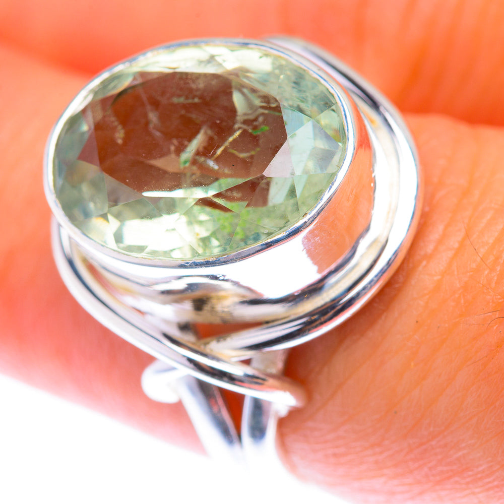 Faceted Green Amethyst Ring Size 7.25 (925 Sterling Silver) RING139919