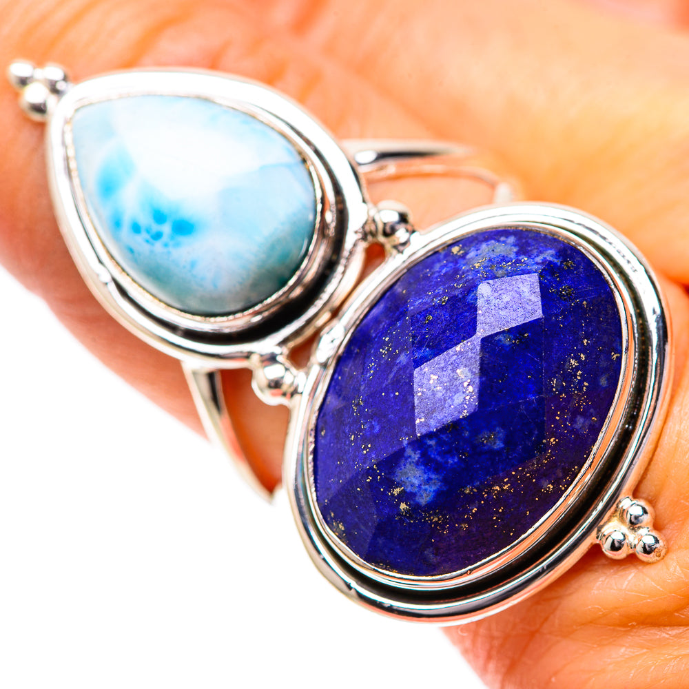 Large Lapis Lazuli, Larimar Ring Size 8 (925 Sterling Silver) RING139097