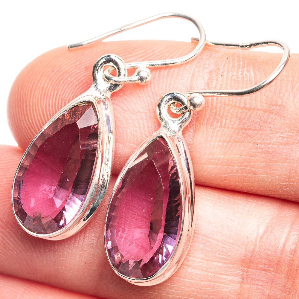 Faceted Color Change Alexandrite (Lab.) Earrings 1 3/8" (925 Sterling Silver) E432599
