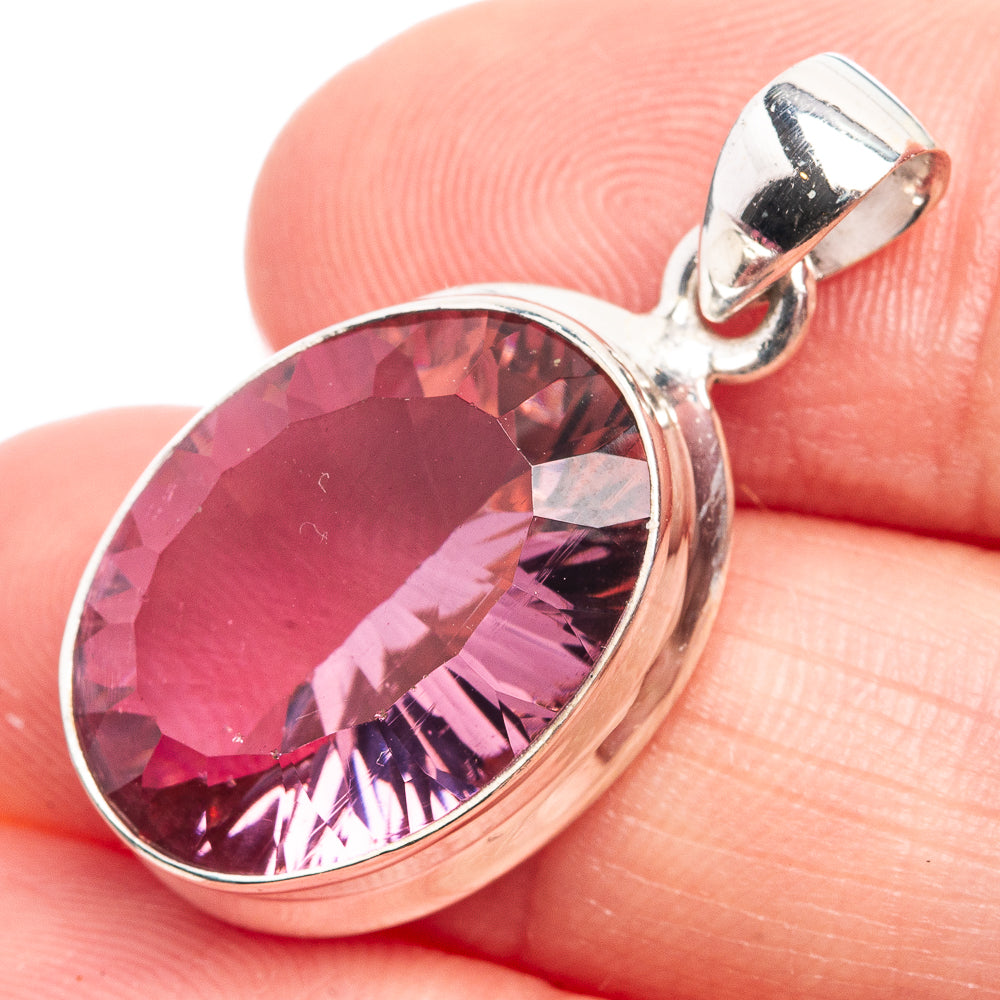 Faceted Color Change Alexandrite (Lab.) Pendant 1 1/8" (925 Sterling Silver) P38984
