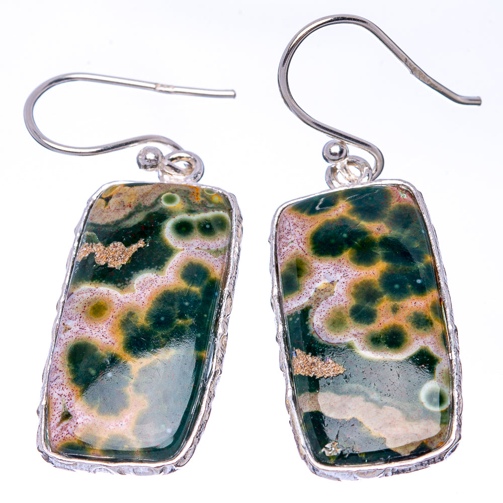 Ocean Jasper 925 Sterling Silver Earrings 1 1/2" (925 Sterling Silver) E1445