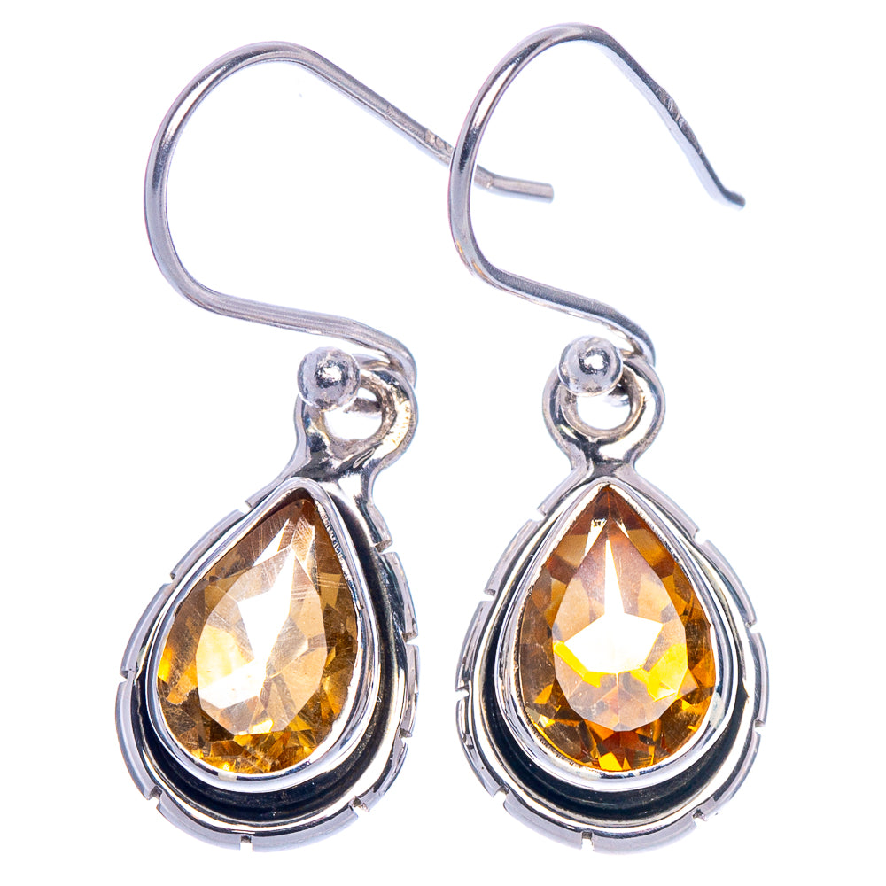 Faceted Citrine Earrings 1 1/8" (925 Sterling Silver) E1022