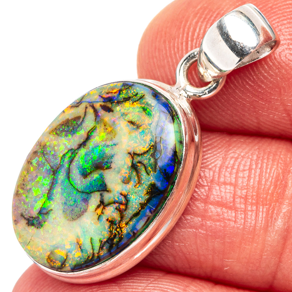 Rare Sterling Opal Pendant 1 1/4" (.925 Sterling Silver)