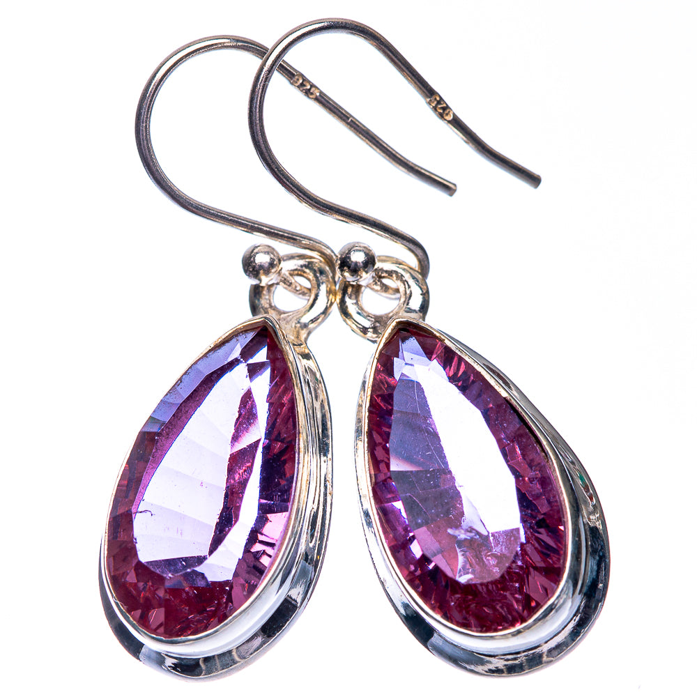 Faceted Color Change Alexandrite (Lab.) Earrings 1 3/8" (925 Sterling Silver) E432541