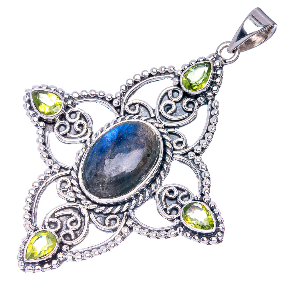 Signature Labradorite, Blue Topaz Pendant 2 3/8" (925 Sterling Silver) P41173