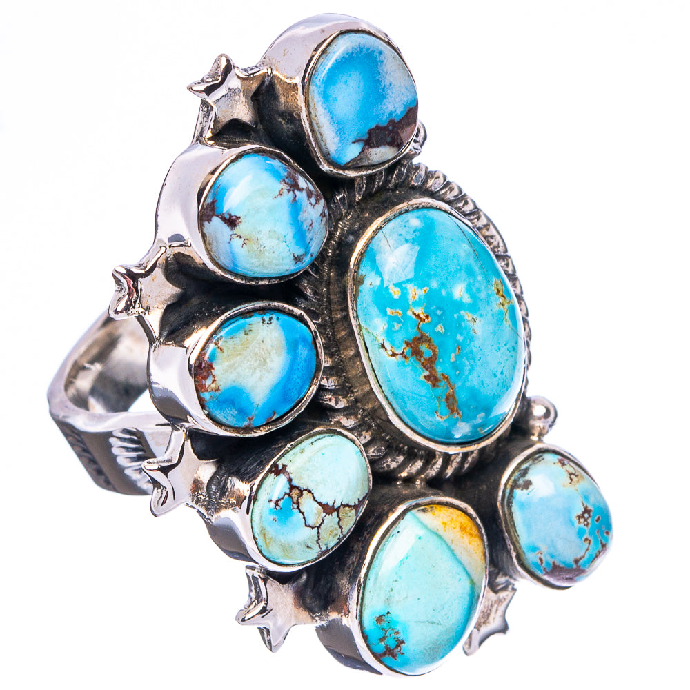 Golden Hills Turquoise Native Style Ring Size 7 Adjustable (.925 Sterling Silver) Exclusive