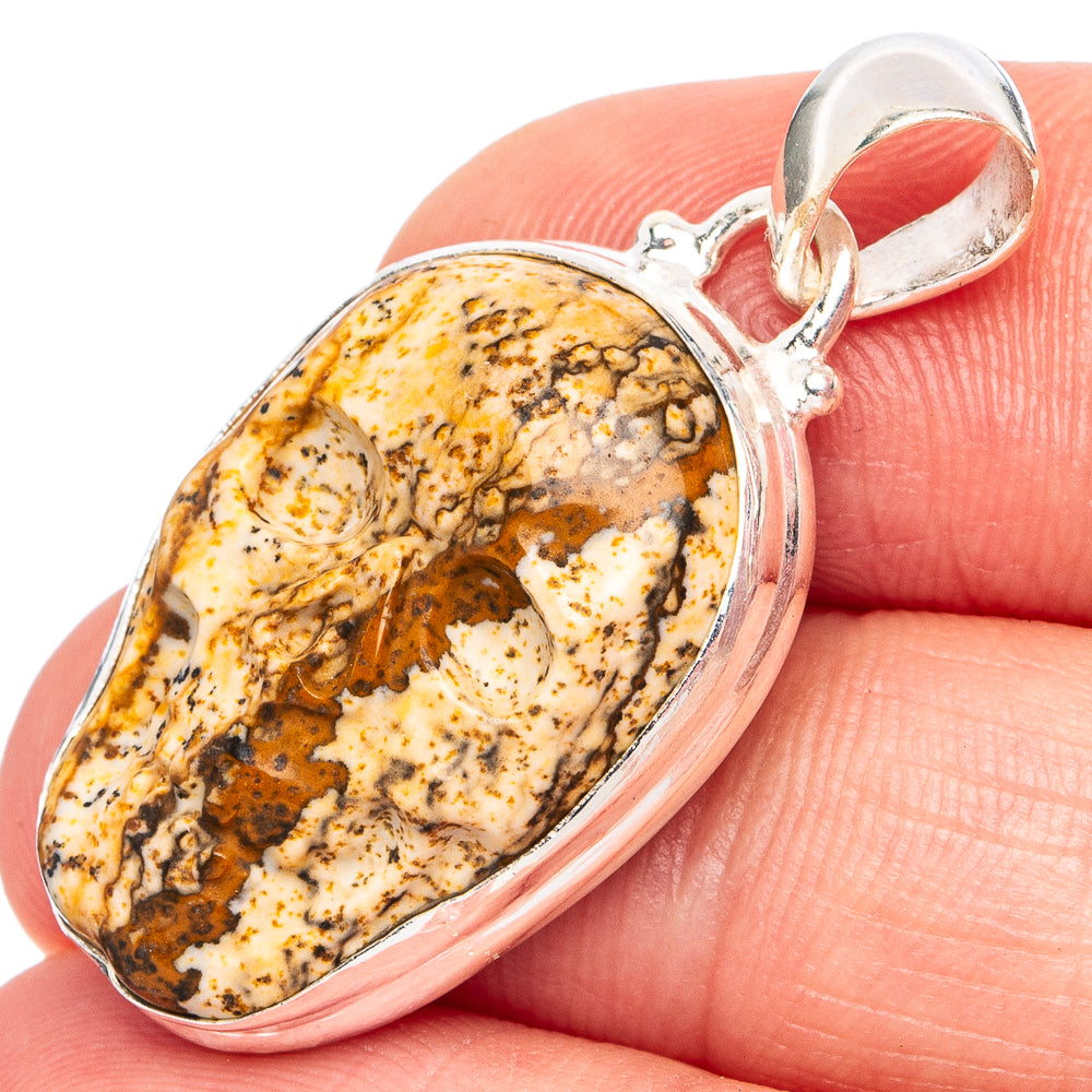 Picture Jasper Skull Pendant 1 3/8" (925 Sterling Silver) P45114