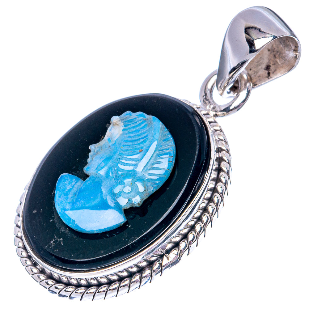 Lady Face Opal Cameo 925 Sterling Silver Pendant 1 3/8" (925 Sterling Silver) P42662