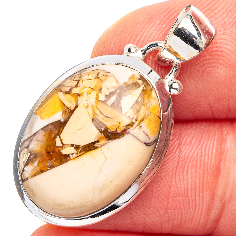 Brecciated Mookaite Pendant 1 1/4" (.925 Sterling Silver)