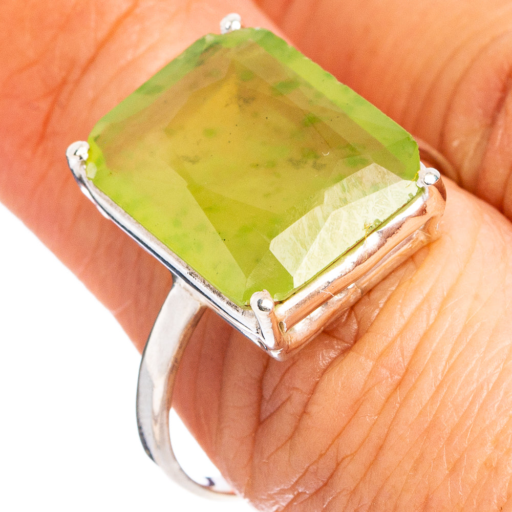 Green Grass Garnet Ring Size 8.5 (.925 Sterling Silver)