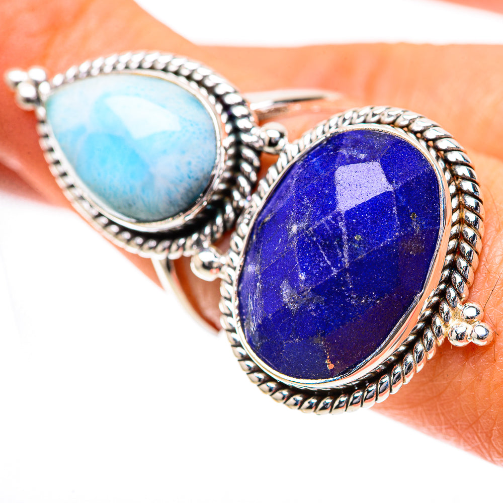 Large Lapis Lazuli, Larimar Ring Size 7 (925 Sterling Silver) RING139308