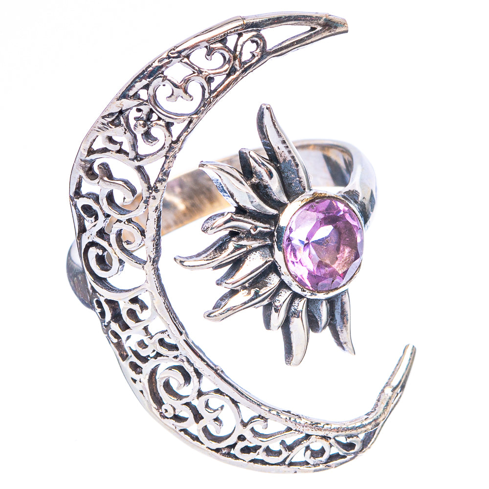 Amethyst Moon Sun Dainty Ring Size 6 Adjustable (925 Sterling Silver) R5250