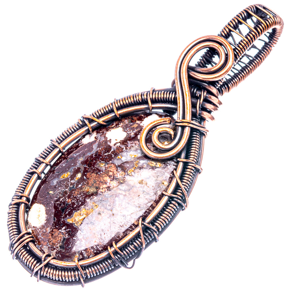 wild horse jasper Wire Wrap Pendant 2 1/2" (Oxidized Copper)