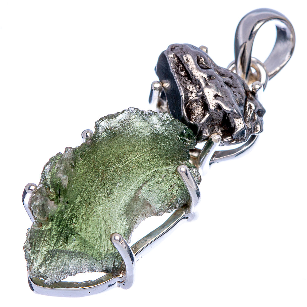 Rare Czech Moldavite, Shungite Pendant 1 1/2" (925 Sterling Silver) P39997