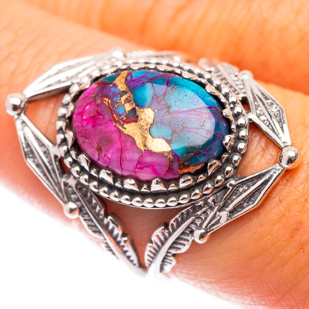Kingman Pink Dahlia Turquoise Ring Size 8.5 (925 Sterling Silver) R140924