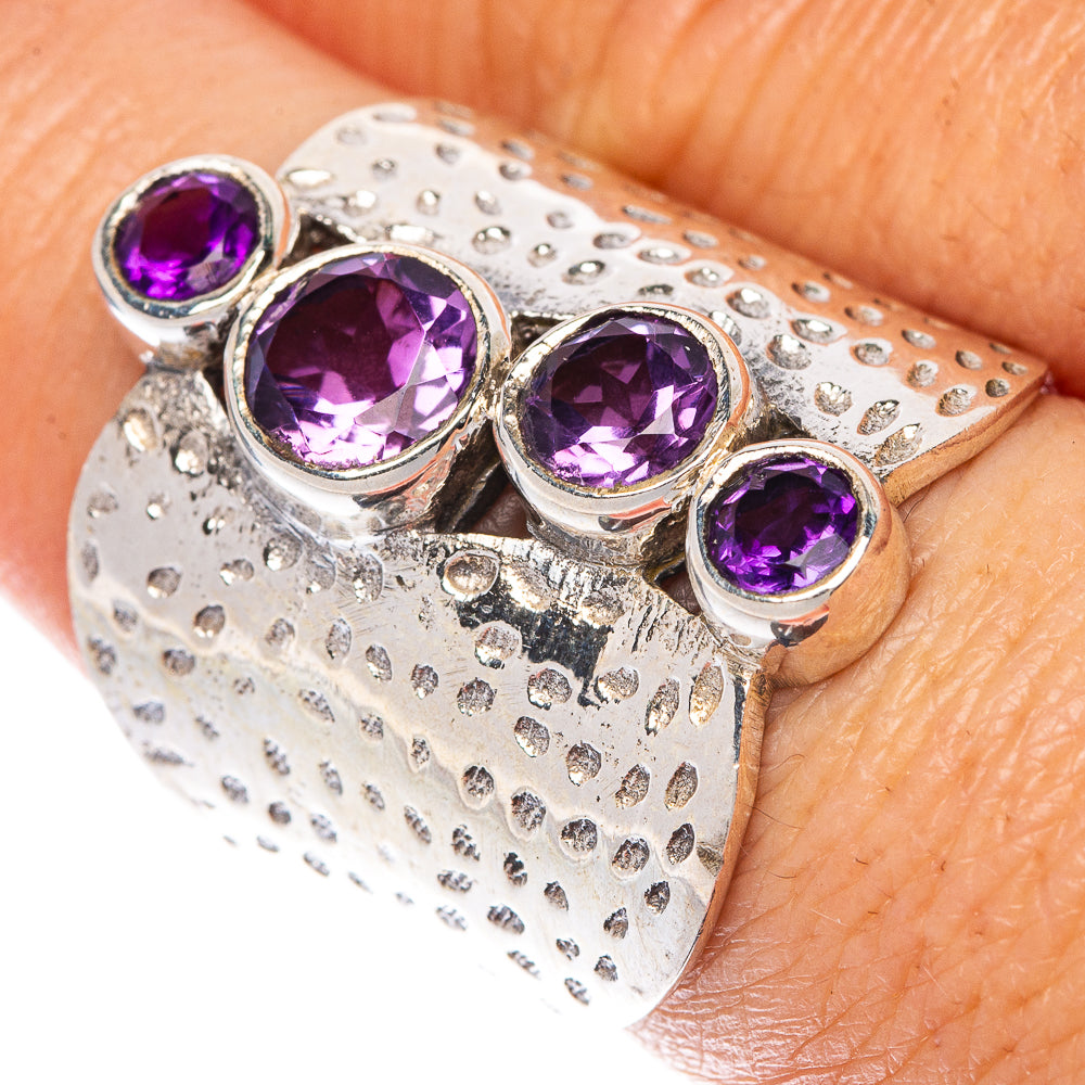 Faceted Amethyst Ring Size 7.75 (925 Sterling Silver) R1528