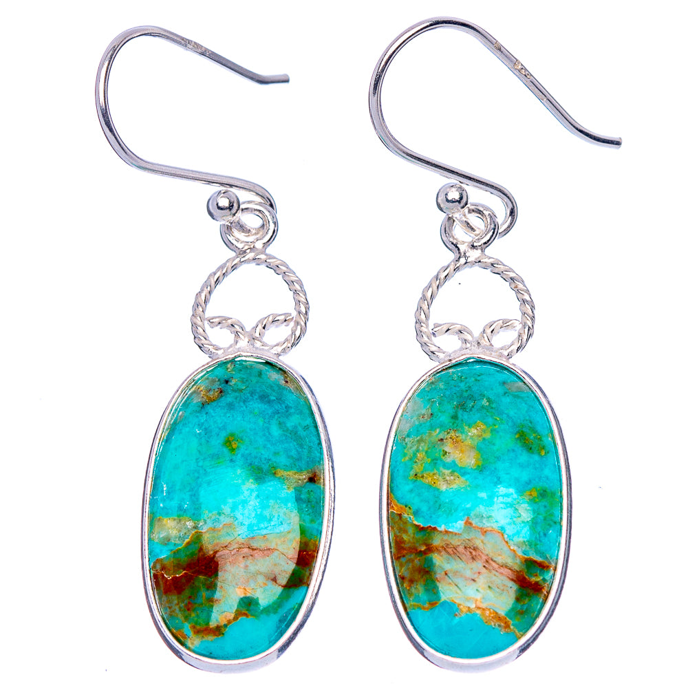 Kingman Turquoise Earrings 1 5/8" (925 Sterling Silver) E1704