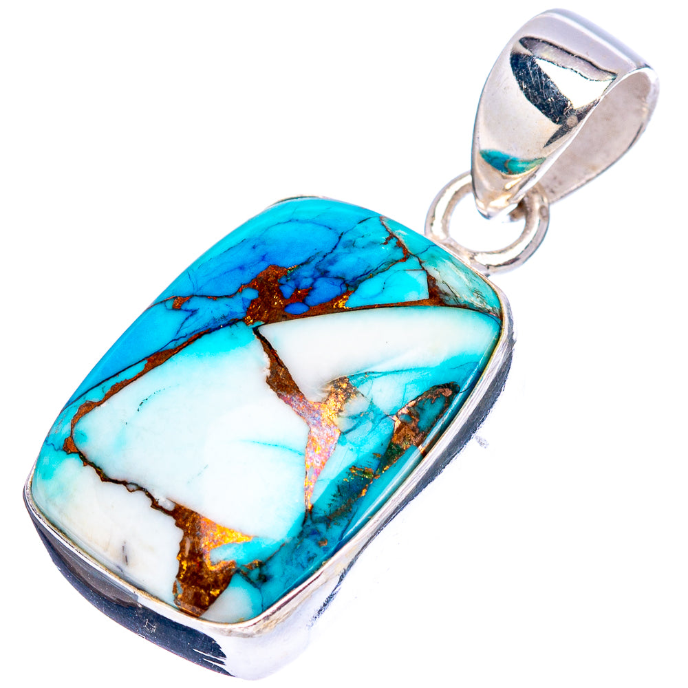 Ice Blue Dahlia Mohave Turquoise Pendant 1 1/8" (.925 Sterling Silver)