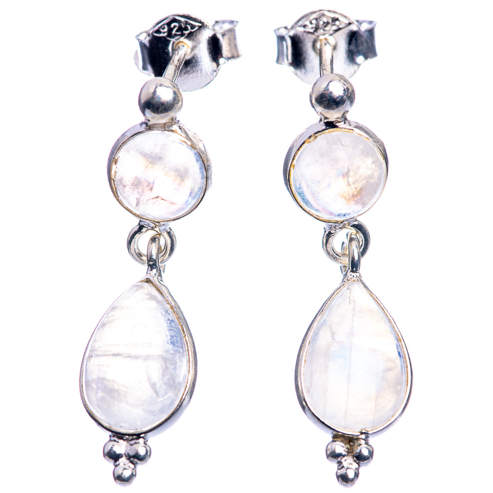 Rainbow Moonstone Dainty Earrings 1 1/8" (925 Sterling Silver) E432515