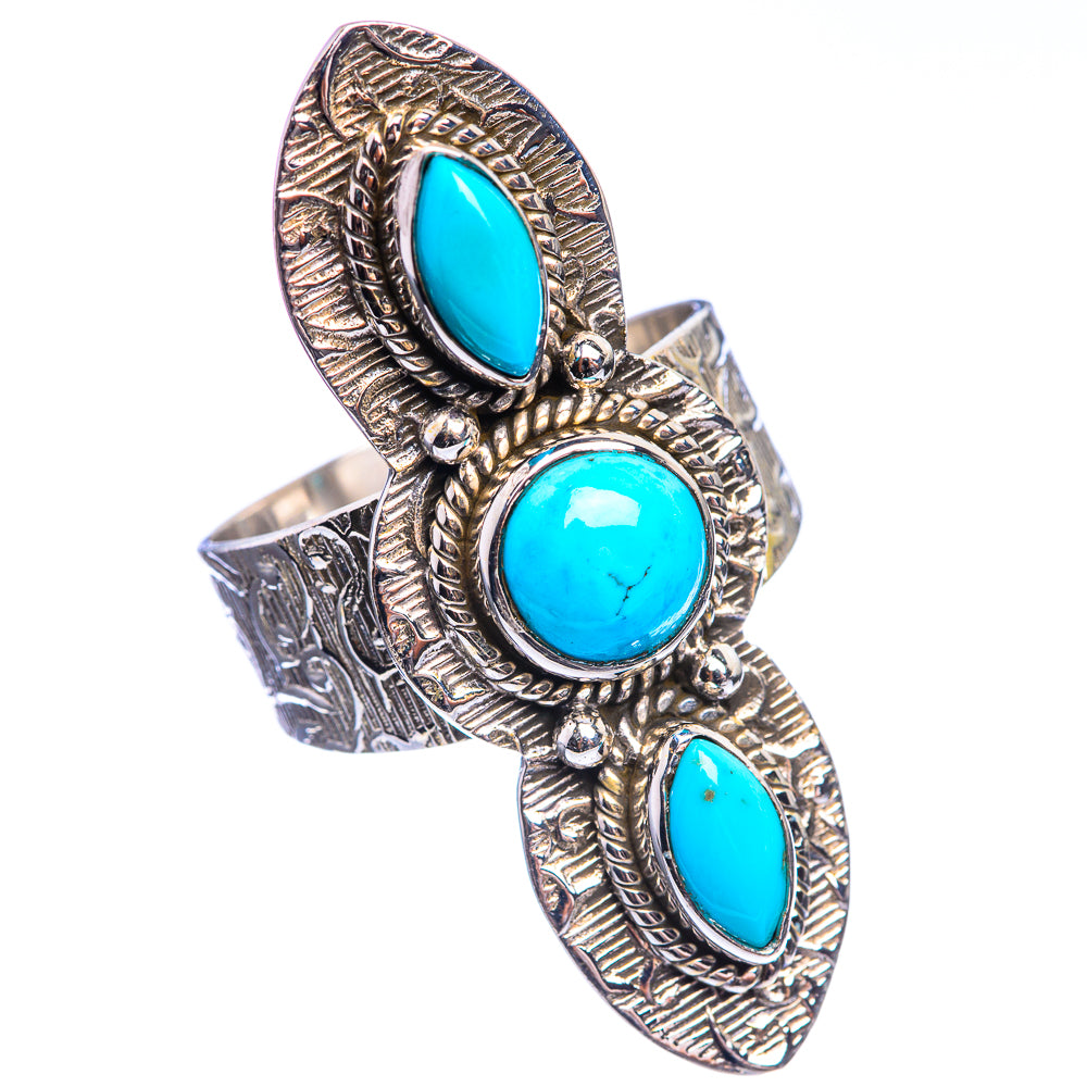 Large Sleeping Beauty Turquoise 925 Sterling Silver Ring Size 8