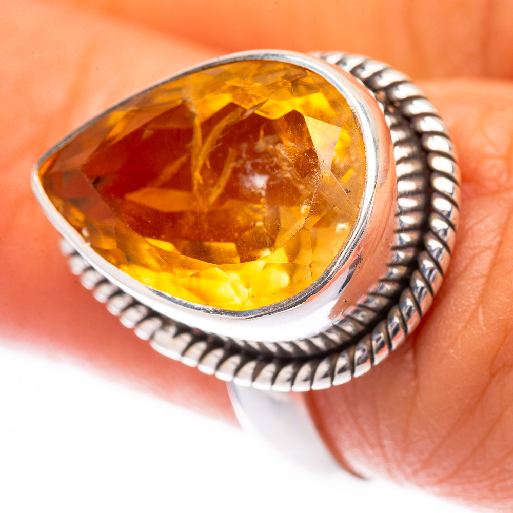 Faceted Citrine Ring Size 6.5 (925 Sterling Silver) R140517