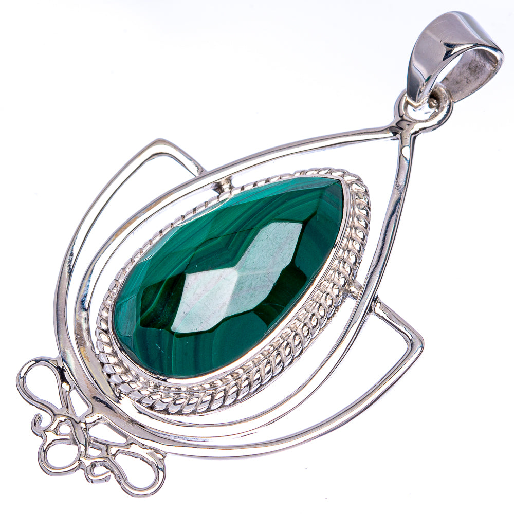 Premium Malachite 925 Sterling Silver Pendant 1 3/4" Ana Co P42260