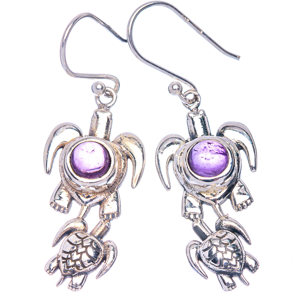 Amethyst Turtles Earrings 1 5/8" (925 Sterling Silver) E433487