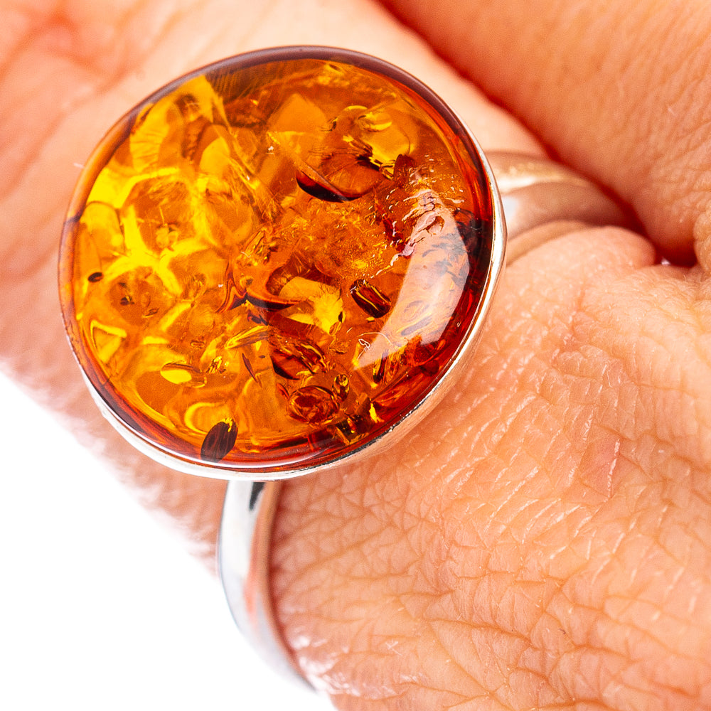 Baltic Amber Ring Size 7 Adjustable (.925 Sterling Silver)