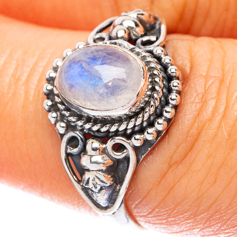 Rainbow Moonstone Dainty Ring Size 7 (925 Sterling Silver) R5114
