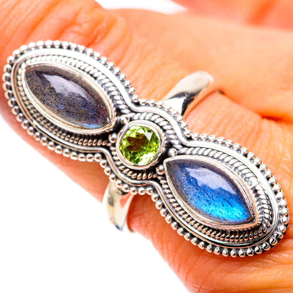 Large Labradorite, Peridot Ring Size 10 (925 Sterling Silver) RING138018