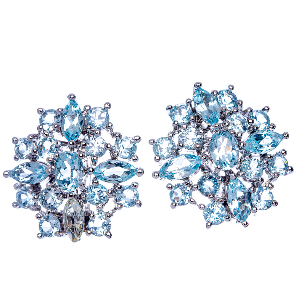 Blue Topaz Earrings 1 1/8" (925 Sterling Silver) E433147