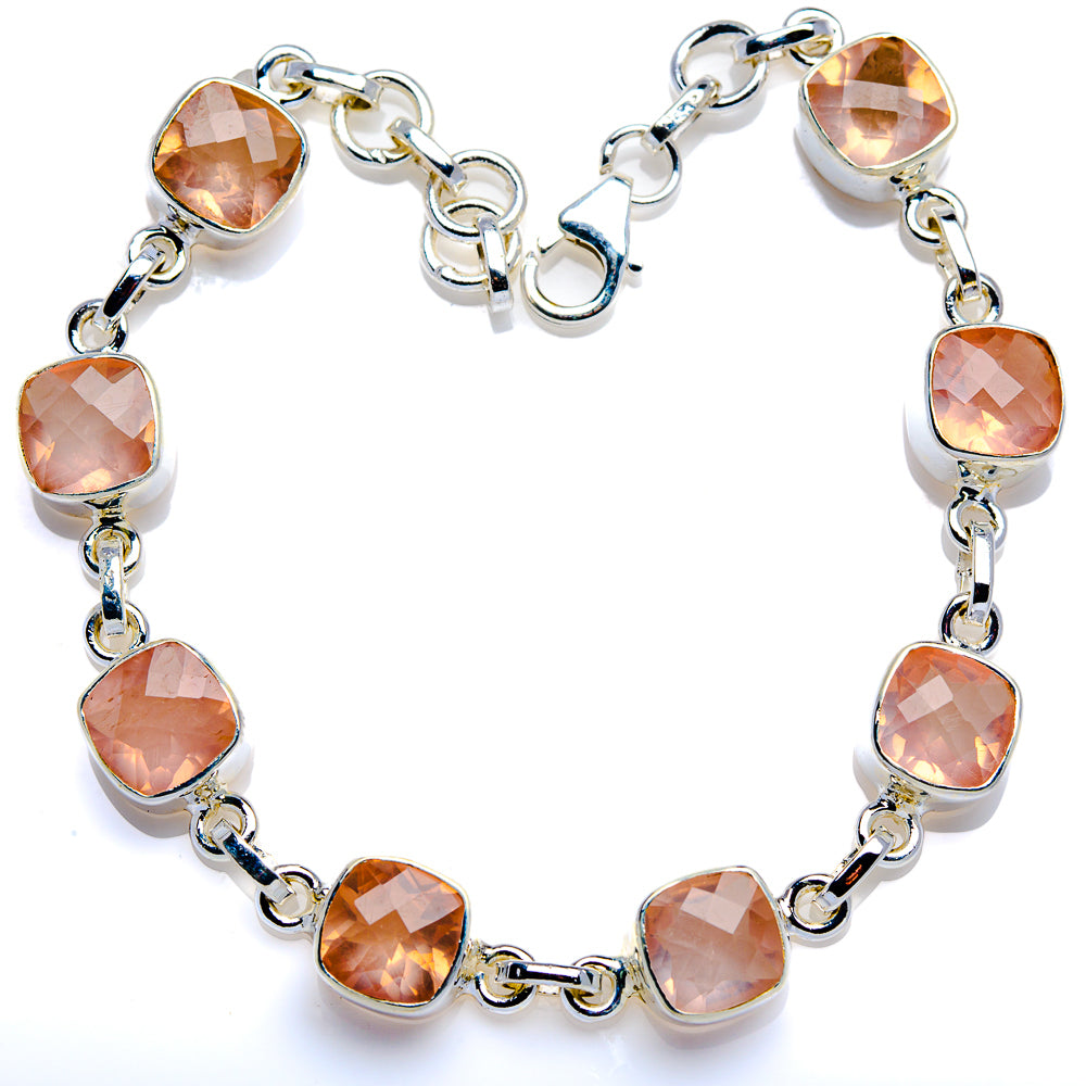 Rose Quartz 925 Sterling Silver Bracelets Adjustable (925 Sterling Silver) BR90205