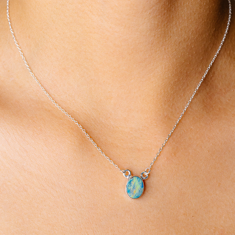 Doublet Opal Necklace 16.375" (925 Sterling Silver) N90271