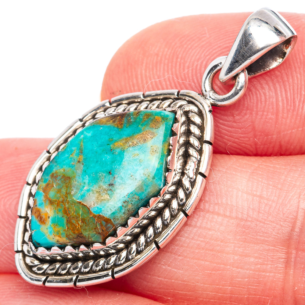 Rare Arizona Turquoise Pendant 1 3/8" (925 Sterling Silver) P42084