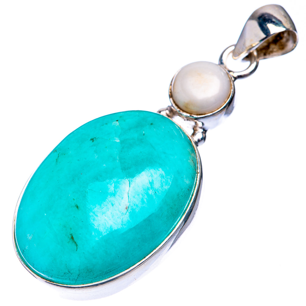 Larimar, Cultured Pearl Pendant 1 7/8" (925 Sterling Silver) P39233