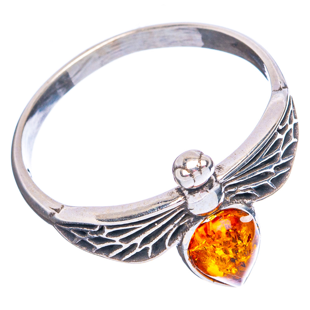 Baltic Amber Honey Bee Ring Size 7 (.925 Sterling Silver)