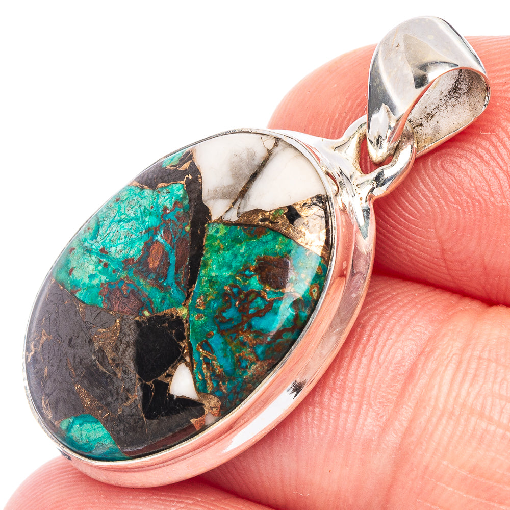 Chrysocolla Howlite Pendant 1 1/4" (925 Sterling Silver) P44891