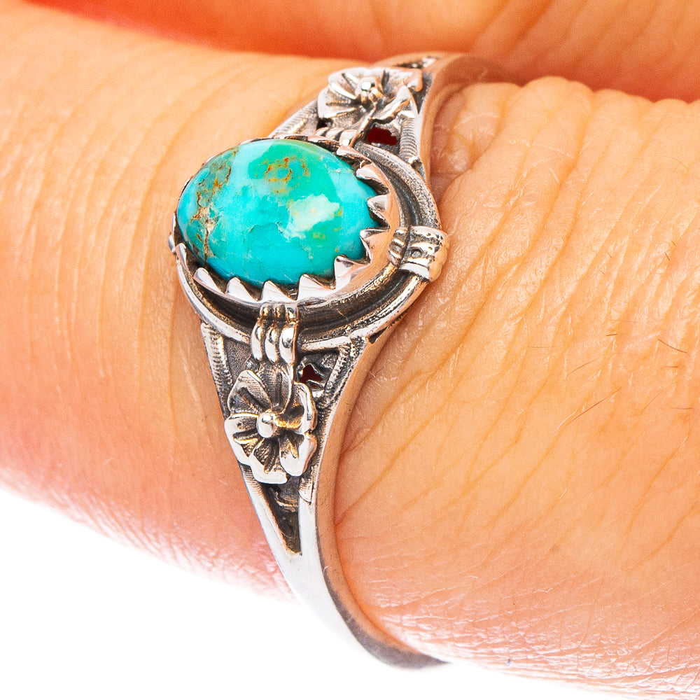 Value Arizona Turquoise Flower Ring Size 8 (925 Sterling Silver) R7300