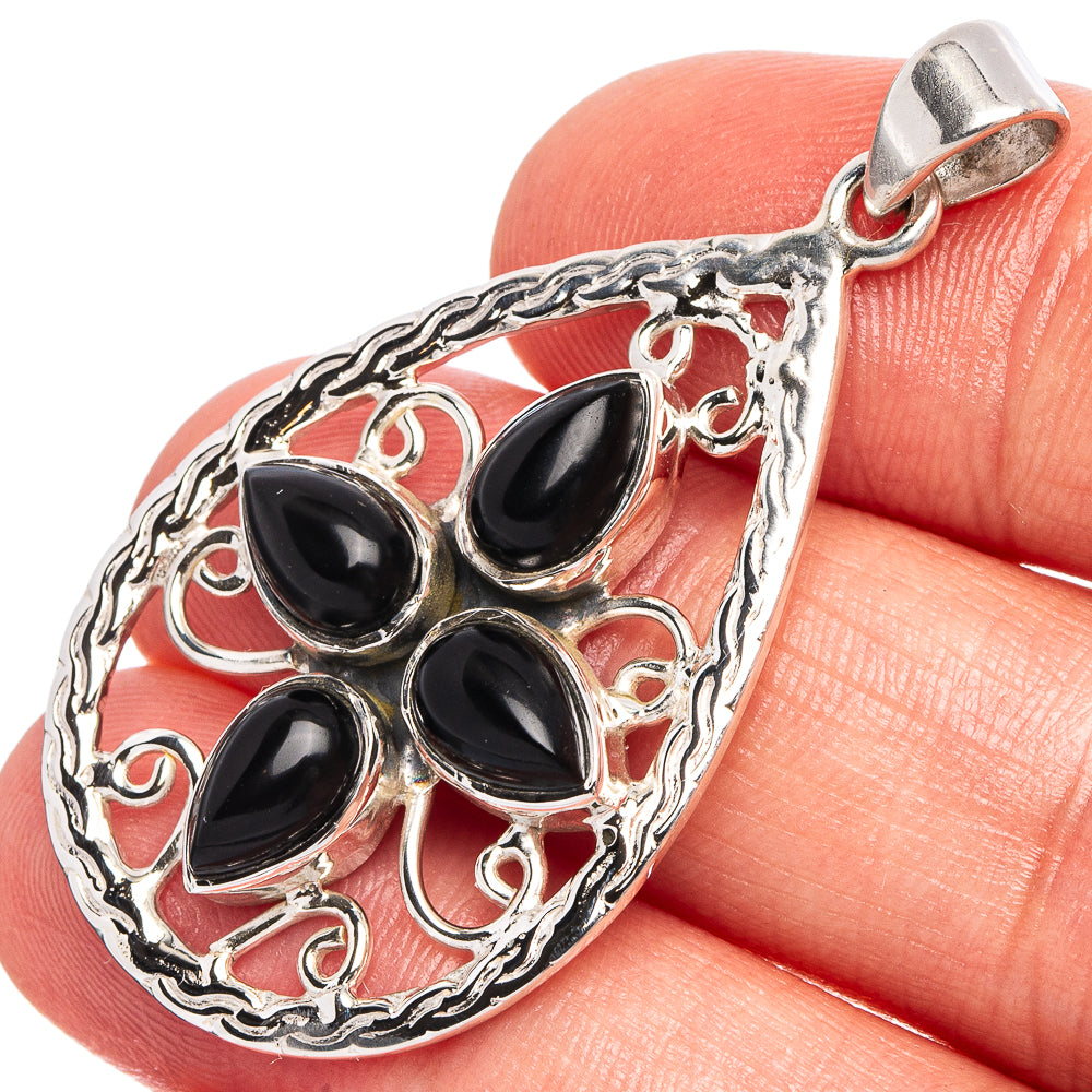 Black Onyx 925 Sterling Silver Premium Pendants 1 7/8" (925 Sterling Silver) P43735